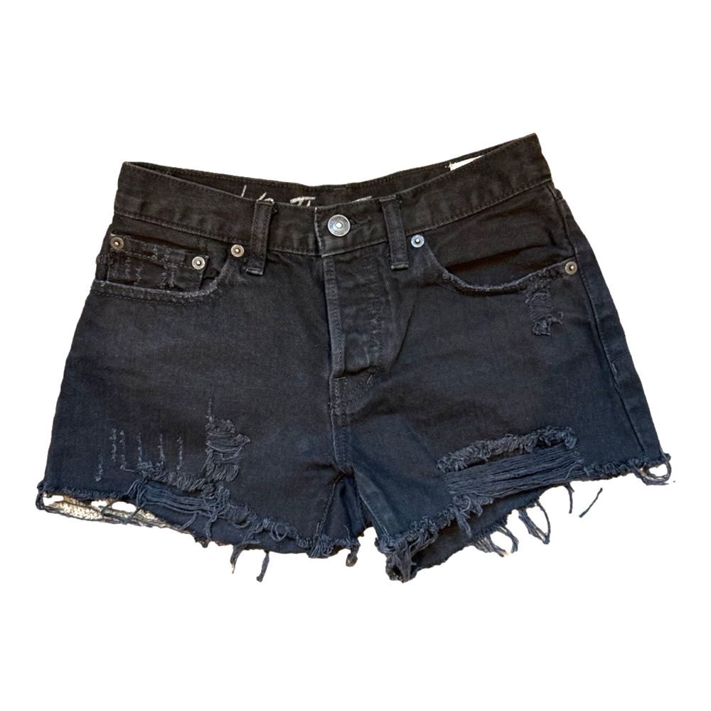 WE The Free People Black Cutoff Denim Distressed Shorts